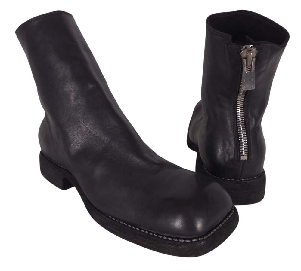 Guidi Soft Horse Full Grain Square Toe Zip Boots US 8 EU 41 Mens Black $1760